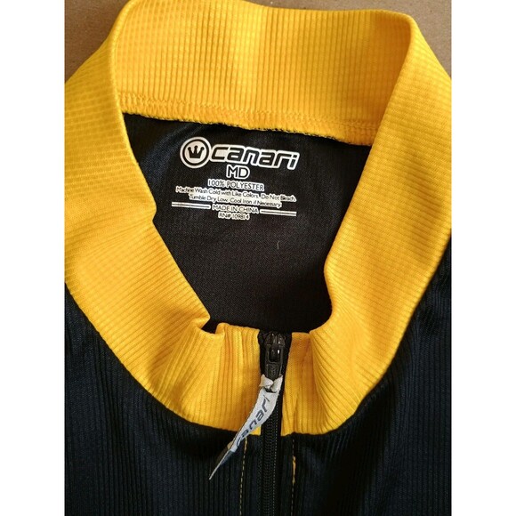 Canari Men's Medium Yellow Black Cycling Jersey Polyester - Picture 3 of 4